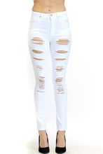 Load image into Gallery viewer, WHITE DISTRESSED JEANS
