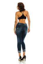 Load image into Gallery viewer, DARK BLUE DISTRESSED JEANS
